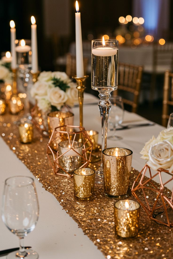 Gold geometric centerpiece